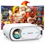 Jimveo 4K Smart Beamer mit Autofokus, Trapezkorrektur und WiFi6