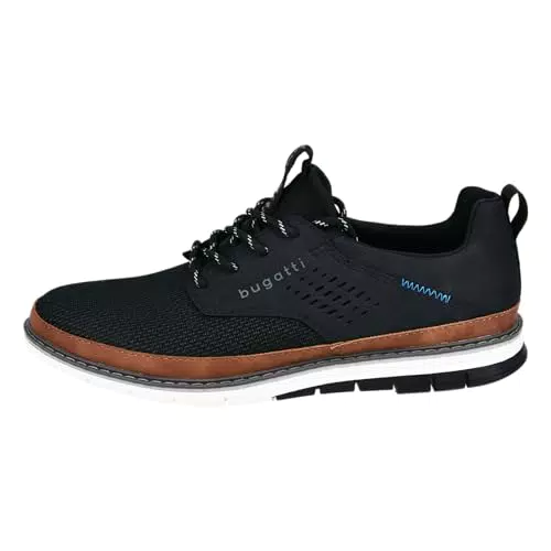 Bugatti Herren Schnürhalbschuh aus atmungsaktivem Materialmix mit Memory Foam - Schwarz
