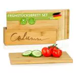 CALUMM Frühstücksbrettchen Set mit Bambus Stand – Antibakteriell und vielseitig einsetzbar