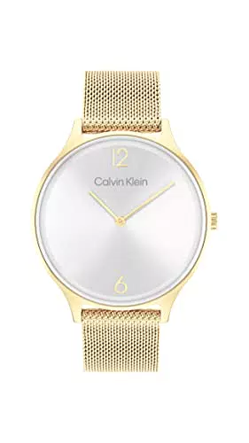 Calvin Klein Damen Analog Quarzuhr mit Edelstahl-Mesh-Armband - Modell 25200003