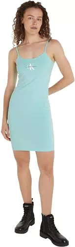 Calvin Klein Jeans Damen Kleid Monologo mit schmalen Trägern