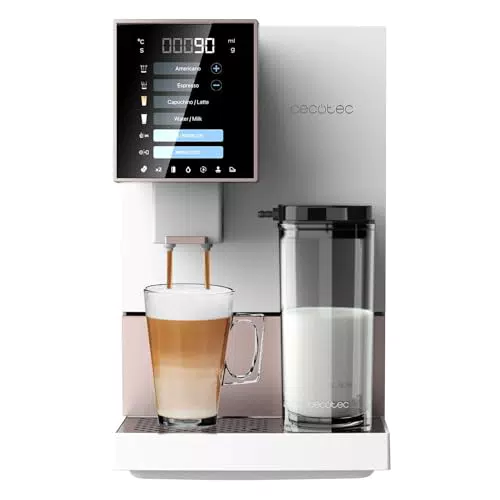 Cecotec Vollautomatische Kaffeemaschine Compactccino, 19 Bar, Milchbehälter, 5 Mahlstufen