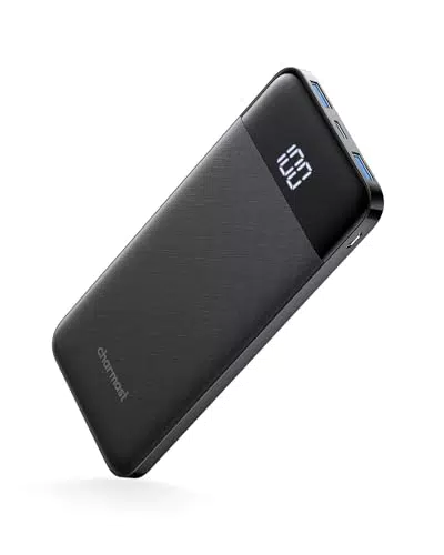 Charmast Powerbank 10400mAh - Externer Akku mit USB C und LED Display für Smartphones