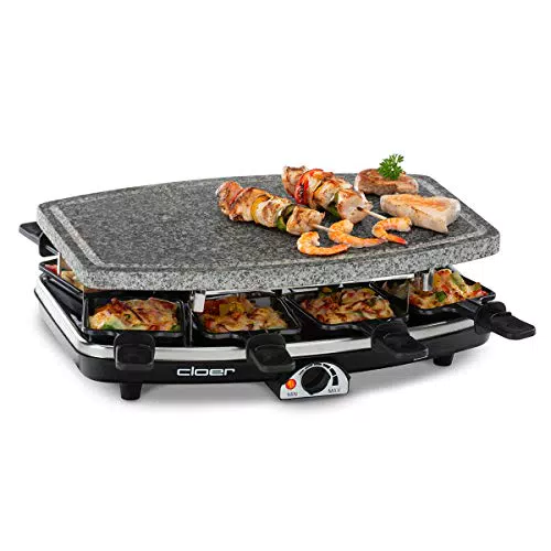 Cloer Raclette-Grill 6430 mit Naturstein und antihaftbeschichteten Pfännchen