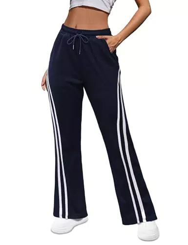 Crewhpo High Waist Jogginghose Damen mit Weitem Bein für Sport und Freizeit