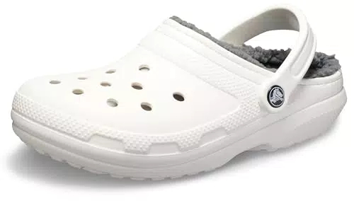 Crocs unisex-adult Classic Lined Clog Clog, White/Grey