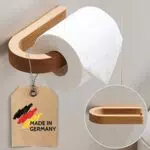 DEKAZIA Toilettenpapierhalter Holz ohne Bohren – Klopapierhalter für WC