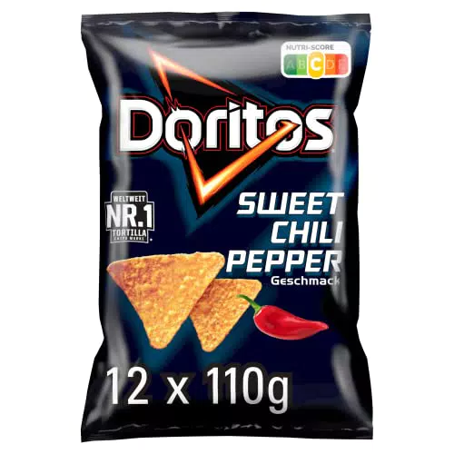 Doritos Sweet Chili Pepper - Tortilla Nachos mit süßem Chili-Geschmack - Herzhafter Snack zum Knabbern aus Mais