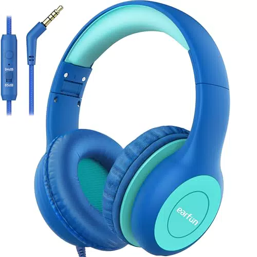 EarFun Kinder Kopfhörer mit Kabel und Lautstärkenbegrenzer - Faltbarer Stereo Sound für Schule, Tablet, PC