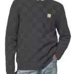 Elegancity Herren Pullover mit Rundhalsausschnitt, Karierter Strickpullover