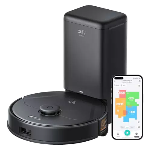 eufy X8 Pro Saugroboter mit Absaugstation & Wischfunktion, 2× 4.000Pa Saugkraft, Laser-Navigation - Ideal für Hartböden & Teppiche