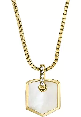 Fossil Damenkette Heritage Crest aus Edelstahl, Modell JF04529710