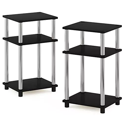 Furinno Just 3-stufiger Turn-N-Tube Beistelltisch aus Edelstahl