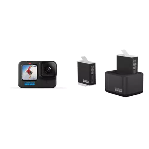 GoPro HERO10 Actionkamera mit Front-LCD, Touch-Rückseite und Dual-Akkuladegerät