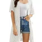 GRACE KARIN Damen Strickjacke Kimono mit geripptem Saum für Sommerpartys