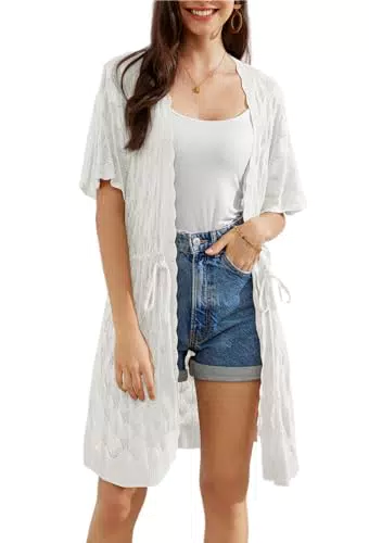 GRACE KARIN Damen Strickjacke Kimono mit geripptem Saum für Sommerpartys