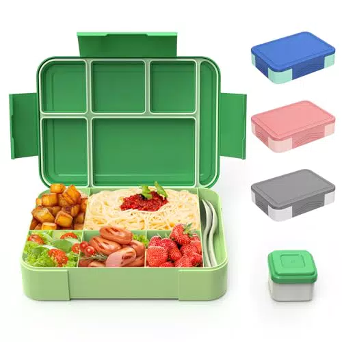 HOBUE Brotdose Kinder mit Fächern - Auslaufsichere Bento Box für Schule und Kindergarten