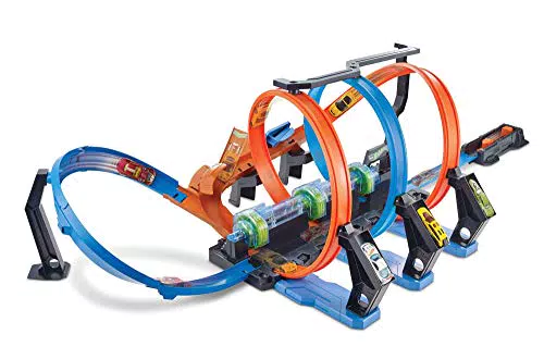 Hot Wheels Autorennbahn Korkenzieher mit motorisierten Beschleunigern und Loopings