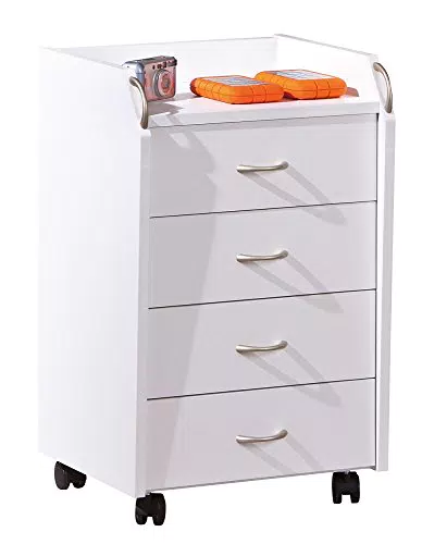 Inter Link Rollcontainer mit Schubladen -Bürocontainer Standcontainer - Rollschrank Schubladenkommode Büroschrank 4 Sonoma Eiche Novi