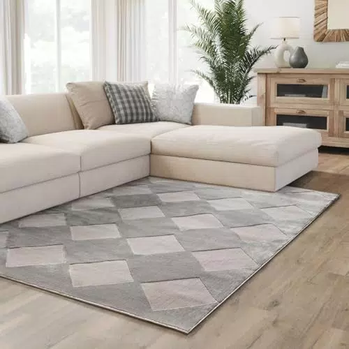 Interiyou Kurzflor Teppich Cannes - Skandinavisches Boho Muster mit 3D Effekt