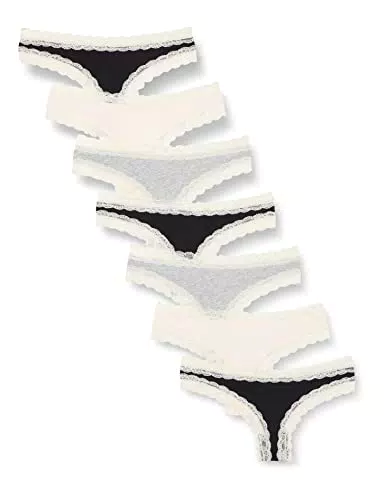Iris & Lilly Damen Tanga-Unterwäsche Baumwolle und Spitze