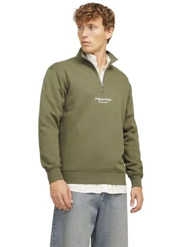 JACK & JONES Herren Stehkragen Pullover JORVESTERBRO Quarter Zip - Relaxed Fit