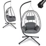 Juskys Hängesessel Aria mit Gestell, höhenverstellbar und ergonomisch für Indoor und Outdoor