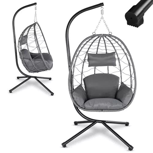 Juskys Hängesessel Aria mit Gestell, höhenverstellbar und ergonomisch für Indoor und Outdoor