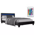 Juskys Polsterbett Verona mit LED-Beleuchtung und Lattenrost aus Holz und Kunstleder