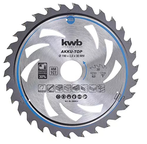 kwb Kreissägeblatt 190 mm für Akkumaschinen – geeignet für Holz und Spanplatten