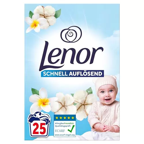 Lenor Sensitiv Pulverwaschmittel Hypoallergen mit Baumwollblüte und Tiare-Blume