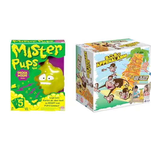 Mattel Games Mister Pups & SOS Affenalarm - Lustige Familienspiele für Kinder