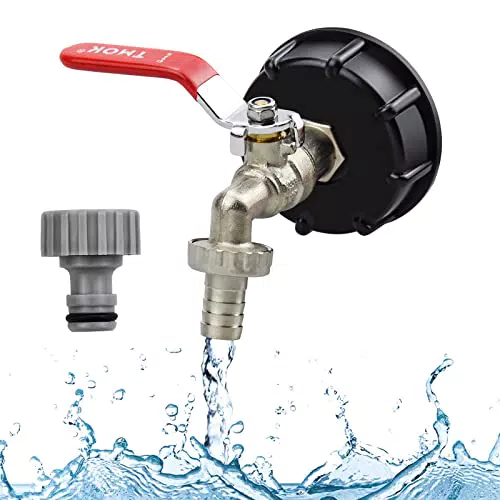 MINSHUXI IBC Kugelauslaufhahn 1/2" mit Adapter für Gartenschlauch und Wassertank