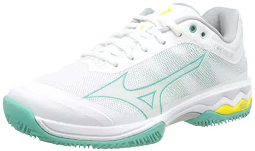 Mizuno Damen Tennisschuh Welle übertrifft Licht CC - Weiß Türkis