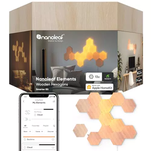 Nanoleaf Elements Hexagon Starter Kit - Modulare WLAN Wandleuchte mit Musik Sync