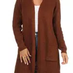 ONLY Damen Lange Strickjacke mit Taschen, Stretch Casual Langarm Gerippt