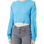 ONLY ONLTIRONA LS Crop Detail O-Neck Strickpullover für Damen