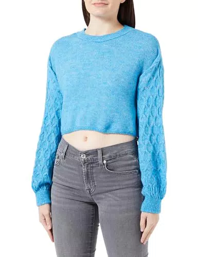 ONLY ONLTIRONA LS Crop Detail O-Neck Strickpullover für Damen
