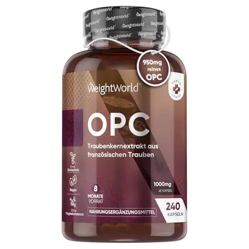 WeightWorld OPC Traubenkernextrakt 1000mg - 95% reines Oligomere Proanthocyanidine
