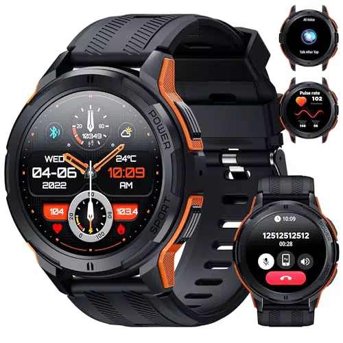 OUKITEL Smartwatch Herren BT10 - Wasserdichte Fitnessuhr mit 5ATM, 123 Sportmodi, AMOLED Display, Pulsmesser und Schlafmonitor