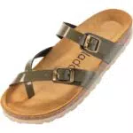Palado Damen Pantoletten Cres Lack - Bequeme Sandalen mit Natur Kork Sohle