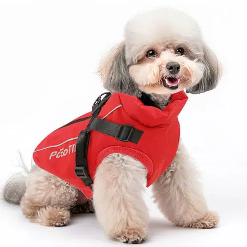 PetEoTllar Wasserdichter Hundemantel für Kleine Hunde – Warme Winterjacke mit Geschirr