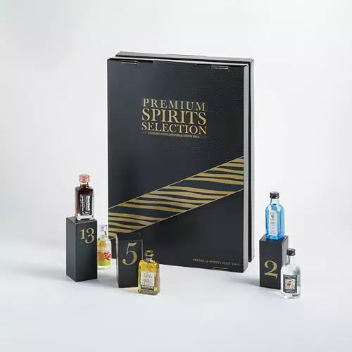 Premium Spirituosen Adventskalender mit Whisky, Gin, Rum und Likör