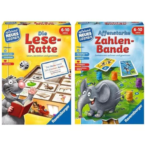 Ravensburger Lese-Ratte und Affenstarke Zahlen-Bande für Kinder Spielen und Lernen