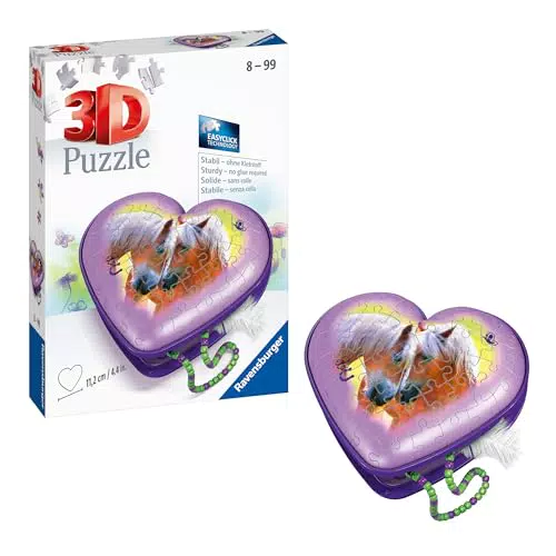 Ravensburger 3D Puzzle Herzschatulle Pferde - Aufbewahrungsbox für Pferdefans
