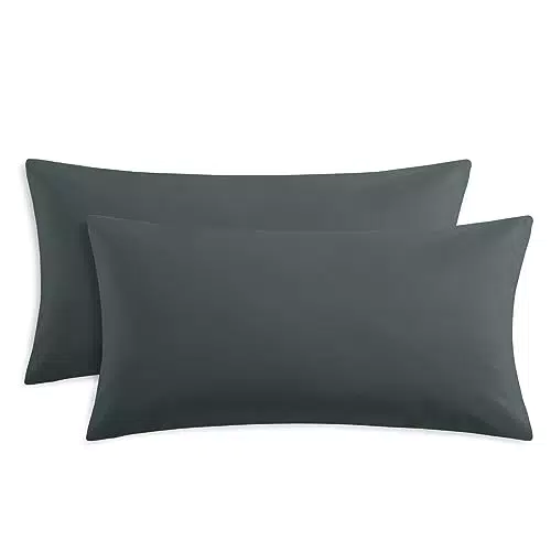 RUIKASI Kissenbezug 40 x 40 2er Grau - Kopfkissenbezug 40x40 Anthrazit Kissen Bezug 40x40cm mit Reißverschluss aus Mikrofaser
