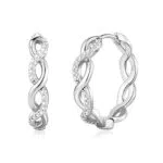 Senteria Creolen für Damen aus S925 Sterling Silber mit Zirkonia, 14 Karat plattiert