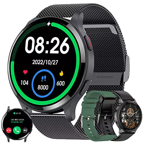Smartwatch Herren mit Telefonfunktion, 1,43" HD Touchscreen, Fitness Tracker, 5ATM wasserdicht