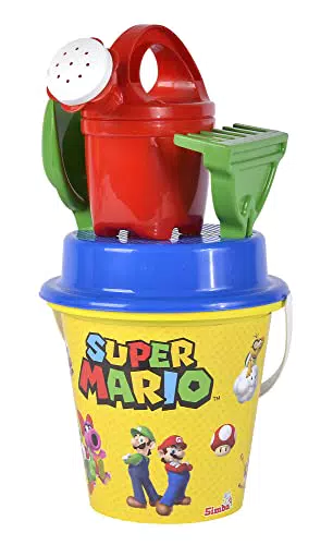 Super Mario Sandspielzeug Eimer mit Sieb, Schaufel, Rechen und Gießer