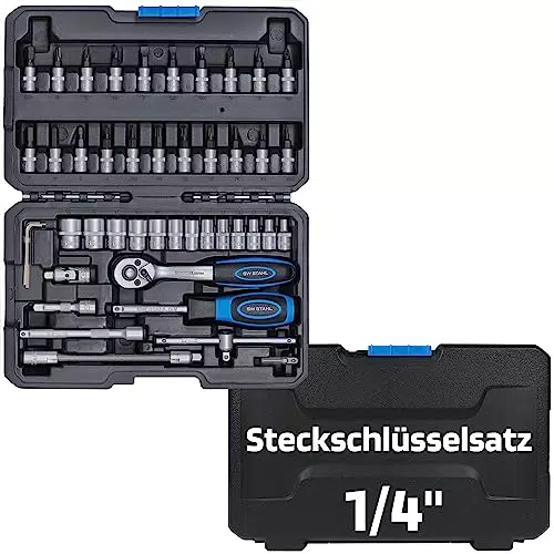 SW-Stahl Steckschlüsselsatz 1/4" Sechskant Werkzeugkoffer Ratschenkasten